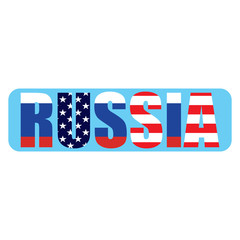 Russian word with Usa and Russian flags background inside the word vector eps10. Russia vs USA.