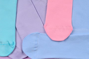 Colorful collection of cotton socks.