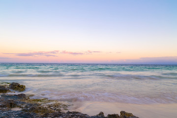 Sunrise over the beach of the Mayan Riviera in Tulum, Quintana Roo, Mexico