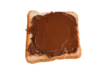 Сhocolate paste sandwich isolated on white background.