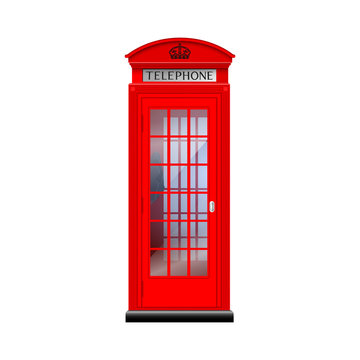 London telephone boothisolated on white background. Vector illustration