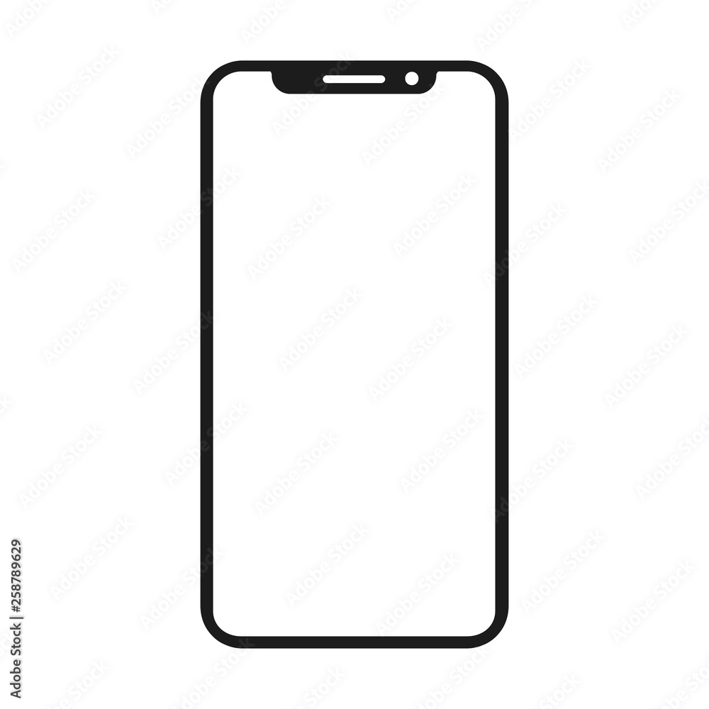 Poster Black smartphone with empty touch screen, new model - for stock vector