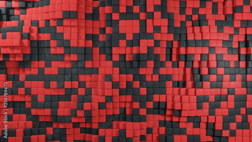 Poster abstract 3d illustration background of the movement of two-color cubes