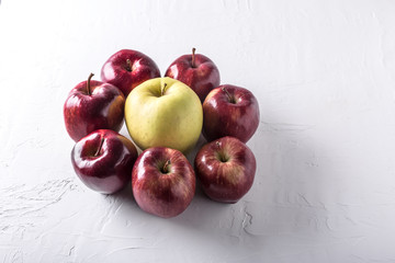 Apple on a white board with copyspace