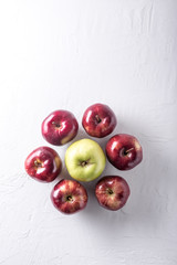 Apple on a white board with copyspace