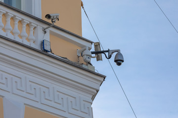 Fototapeta na wymiar Security CCTV camera in office building