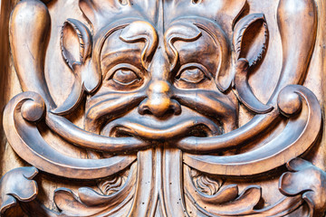 Bernardine church interior. Sacristy. Closeup of  Wood Carvings