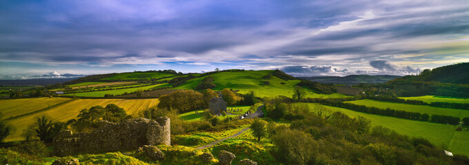 Rock of Dunamase County Laois, Ireland, panoramic view