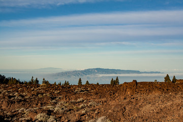 Sensational view from the mountain to the neighboring islands in the sea