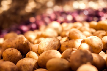 Potatoes in the market. Fresh vegetables