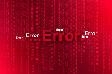 Binary code against red background. Error