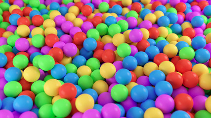 Colorful 3d illustration background from a pile of abstract spheres
