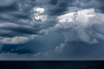 Beautiful, dramatic and powerful storm over the ocean
