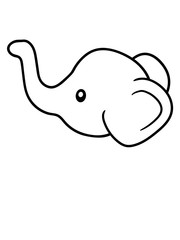 elefant kopf gesicht kleiner sitzend süß kalb kind baby clipart comic cartoon niedlich dickhäuter savanne rüsseltier jumbo grauer riese