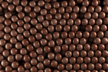 Chocolate candy balls 3d illustration abstract background