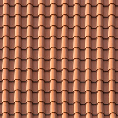 Textura sem emenda de telhas vermelhas. Visão horizontal