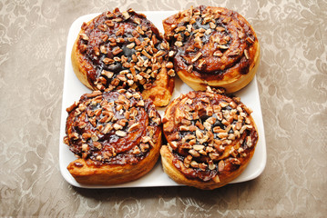 Gourmet Sticky Buns with Chopped Walnuts on Top