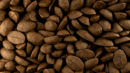 Falling coffee beans filling the screen, high quality 3D illustration