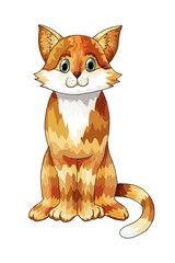 Cute happy cartoon Cat character. Hand drawn colored doodle vector illustration