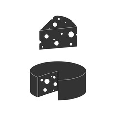 cheese icon. Two slices of cheese in a cut, black and white.