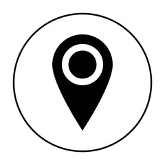 Pin icon vector. Location icon. Map pointer icon in the black circle