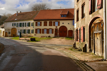 Rue de Senones à Saales (67420) en Alsace, département du Bas-Rhin en région Grand-Est, France	