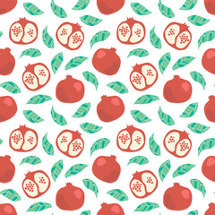 vector seamless fruit background with pomegranate