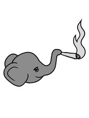elefant kopf bekiffter kiffen joint stoned weed cannabis drogen rauchen high sitzend süß kalb klein kind baby clipart comic cartoon niedlich dickhäuter savanne rüsseltier jumbo grauer riese