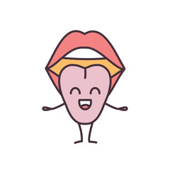 Smiling tongue emoji color icon