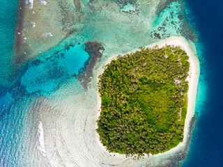 Aerial view Banyak Islands Sumatra tropical archipelago Indonesia, Aceh, coral reef white sand beach. Top travel tourist destination, best diving snorkeling.