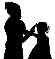 mother and child together, silhouette vector