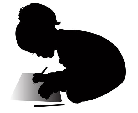 a girl writing ,silhouette vector Stock Vector | Adobe Stock