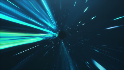 3D illustration tunnel or wormhole, tunnel that can connect one universe with another. Abstract speed tunnel warp in space, wormhole or black hole, scene of overcoming the temporary space in cosmos