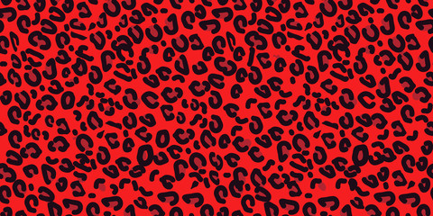 Red leopard skin seamless pattern. Animal print. Vector background eps 10 © Elnur