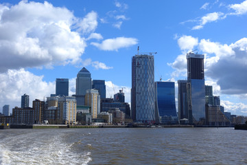 Photo of skyscraper complex in iconic Canary Wharf business district area, London, United Kingdom