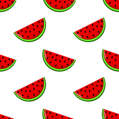 red watermelon slices Seamless Pattern. fruit collection for juice packaging. textile, wrapping, wallpapers. isolated on white background