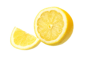 lemon with slices isolated on white background. healthy food