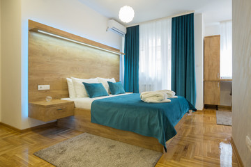 Interior of a hotel apartment, bedroom
