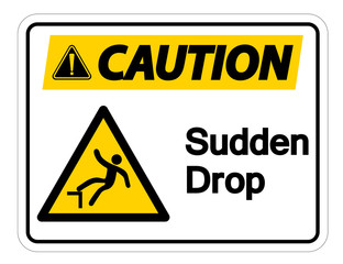 Caution Sudden Drop Symbol Sign On White Background,Vector Illustration