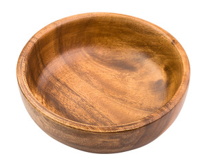wooden plate, bowl, isolated on white background, clipping path, full depth of field