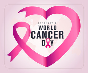 1-7 nisan kanserle savaş haftası, kanser günü Translation: February 4, World Cancer Day. Creative greeting card design, world healthy concept, illustration ribbon banner. Template for graphics vector.