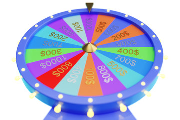 3d illustration colorful wheel of luck or fortune. Roulette fortune spinning wheels, casino wheel. Wheel fortune on white background.