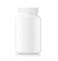 Plastic bottle mockup isolated on white background. Can be used for medical, cosmetic. Vector illustration. EPS10.