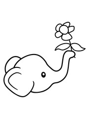elefant blume schenken halten muttertag valentinstag sitzend süß kalb klein kind baby clipart comic cartoon niedlich dickhäuter savanne rüsseltier jumbo grauer riese