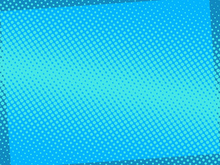 Blue comic background with halftone dots. Pop art illustration.