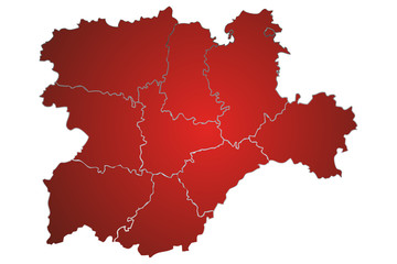 Naklejka premium Mapa rojo de Castilla y León.
