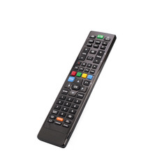 TV remote control over white background