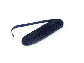 Blue satin ribbon on white background