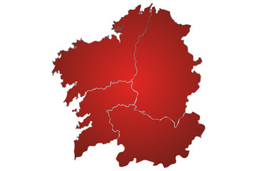 Mapa rojo de Galicia.