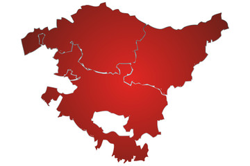 Mapa del País Vasco en rojo. - obrazy, fototapety, plakaty